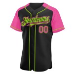 Jersey Raglan Authentic Baseball Pink-Neon Custom Black Green Sleeves Jersey Raglan Authentic Baseball Pink-Neon Custom Black Green Sleeves