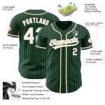 Green Authentic City Baseball Cream Pinstripe Custom Jersey White