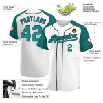 Sleeves Raglan Baseball Authentic White Teal-Black Jersey Custom Sleeves Raglan Baseball Authentic White Teal-Black Jersey Custom