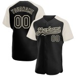Baseball Black Jersey Raglan Authentic Cream Custom Sleeves Baseball Black Jersey Raglan Authentic Cream Custom Sleeves