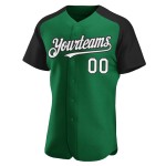 Custom Raglan Sleeves White-Black Kelly Baseball Authentic Green Jersey Custom Raglan Sleeves White-Black Kelly Baseball Authentic Green Jersey