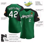 Custom Raglan Sleeves White-Black Kelly Baseball Authentic Green Jersey Custom Raglan Sleeves White-Black Kelly Baseball Authentic Green Jersey