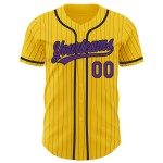 Custom Black Yellow Jersey Purple Authentic Pinstripe Baseball Custom Black Yellow Jersey Purple Authentic Pinstripe Baseball