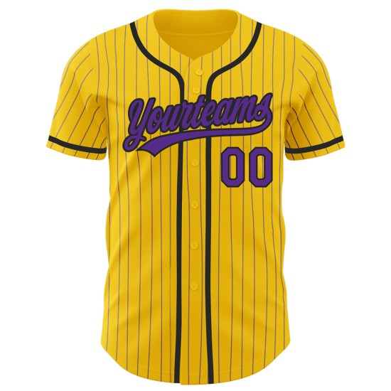Custom Black Yellow Jersey Purple Authentic Pinstripe Baseball Custom Black Yellow Jersey Purple Authentic Pinstripe Baseball