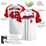 Raglan Custom Jersey Authentic Red-Navy White Sleeves Baseball Raglan Custom Jersey Authentic Red-Navy White Sleeves Baseball