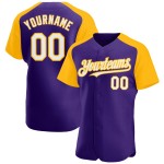 Jersey White-Gold Baseball Authentic Raglan Purple Custom Sleeves Jersey White-Gold Baseball Authentic Raglan Purple Custom Sleeves