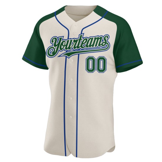 Sleeves Green-Royal Jersey Custom Cream Raglan Authentic Baseball Sleeves Green-Royal Jersey Custom Cream Raglan Authentic Baseball