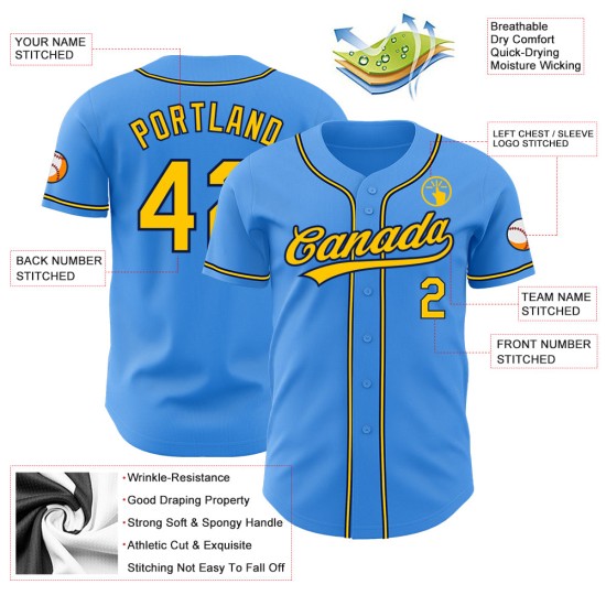 Authentic Baseball Custom Electric Jersey Yellow-Navy Blue Authentic Baseball Custom Electric Jersey Yellow-Navy Blue