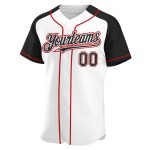 Baseball White Sleeves Black-Red Authentic Jersey Custom Raglan Baseball White Sleeves Black-Red Authentic Jersey Custom Raglan