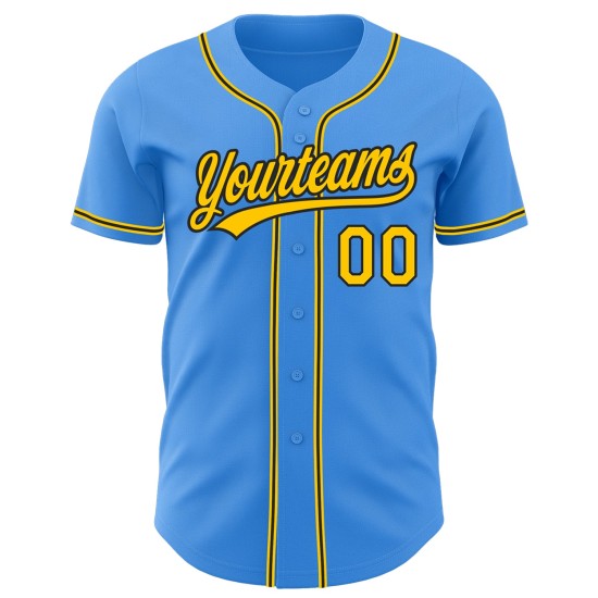 Electric Yellow-Black Baseball Blue Jersey Custom Authentic Electric Yellow-Black Baseball Blue Jersey Custom Authentic