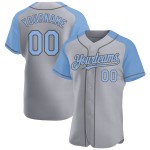 Gray Authentic Gray Light Sleeves Baseball Jersey Custom Raglan Blue-Steel Gray Authentic Gray Light Sleeves Baseball Jersey Custom Raglan Blue-Steel
