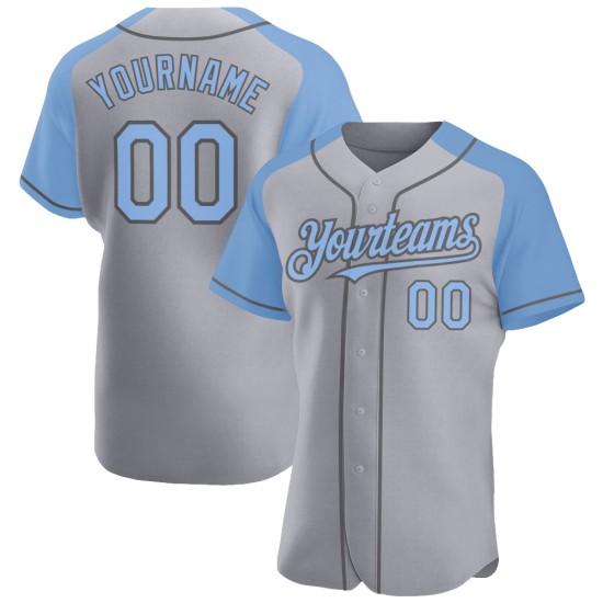 Gray Authentic Gray Light Sleeves Baseball Jersey Custom Raglan Blue-Steel Gray Authentic Gray Light Sleeves Baseball Jersey Custom Raglan Blue-Steel