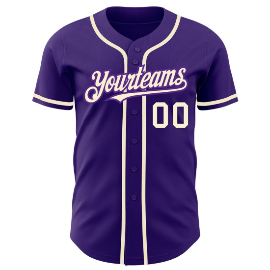 Custom Jersey Baseball Cream Authentic Purple Custom Jersey Baseball Cream Authentic Purple