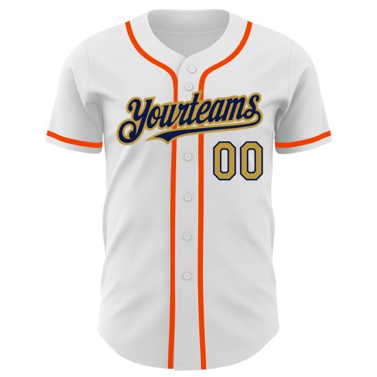 Baseball Old Gold Authentic Custom Navy-Orange Jersey White Baseball Old Gold Authentic Custom Navy-Orange Jersey White