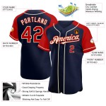 Jersey Red-Cream Authentic Navy Baseball Custom Raglan Sleeves Jersey Red-Cream Authentic Navy Baseball Custom Raglan Sleeves