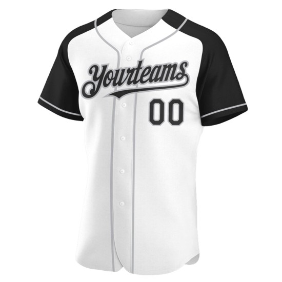 Raglan Jersey Black-Gray Custom White Authentic Sleeves Baseball Raglan Jersey Black-Gray Custom White Authentic Sleeves Baseball