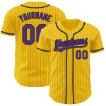 Custom Black Yellow Jersey Purple Authentic Pinstripe Baseball Custom Black Yellow Jersey Purple Authentic Pinstripe Baseball