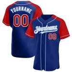Custom Authentic Royal Baseball Jersey Red-Light Sleeves Blue Raglan Custom Authentic Royal Baseball Jersey Red-Light Sleeves Blue Raglan