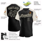Baseball Black Jersey Raglan Authentic Cream Custom Sleeves Baseball Black Jersey Raglan Authentic Cream Custom Sleeves