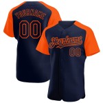 Jersey Custom Raglan Baseball Navy Orange Sleeves Authentic Jersey Custom Raglan Baseball Navy Orange Sleeves Authentic