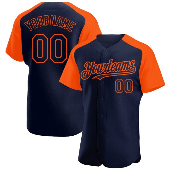 Jersey Custom Raglan Baseball Navy Orange Sleeves Authentic Jersey Custom Raglan Baseball Navy Orange Sleeves Authentic