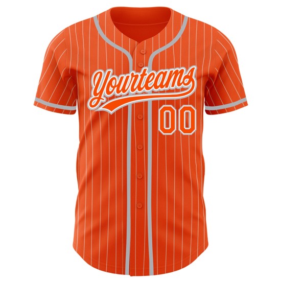 Orange Authentic Jersey Custom Baseball Pinstripe White Gray Orange Authentic Jersey Custom Baseball Pinstripe White Gray