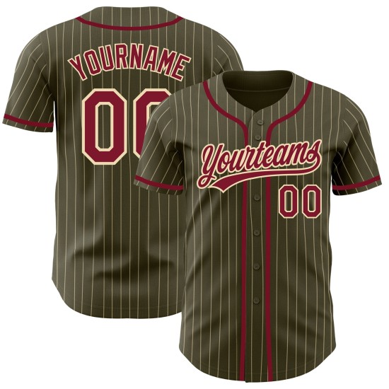 Pinstripe Custom Olive To Baseball Jersey Crimson Authentic Salute Service Cream City Pinstripe Custom Olive To Baseball Jersey Crimson Authentic Salute Service Cream City