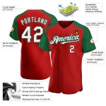 Custom Baseball Raglan Sleeves Authentic Red White-Kelly Jersey Green Custom Baseball Raglan Sleeves Authentic Red White-Kelly Jersey Green