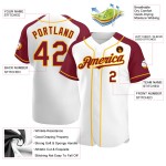 Raglan Custom Authentic Baseball Crimson-Gold Sleeves White Jersey Raglan Custom Authentic Baseball Crimson-Gold Sleeves White Jersey