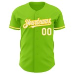 White-Yellow Authentic Neon Jersey Green Baseball Custom White-Yellow Authentic Neon Jersey Green Baseball Custom