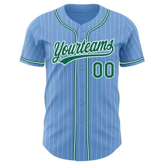 White Green Authentic Jersey Kelly Blue Custom Baseball Light Pinstripe White Green Authentic Jersey Kelly Blue Custom Baseball Light Pinstripe
