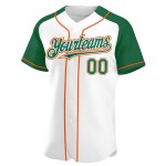 Raglan Baseball Green-Orange Sleeves Jersey Custom White Authentic Kelly Raglan Baseball Green-Orange Sleeves Jersey Custom White Authentic Kelly