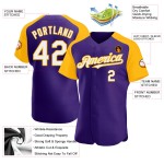 Jersey White-Gold Baseball Authentic Raglan Purple Custom Sleeves Jersey White-Gold Baseball Authentic Raglan Purple Custom Sleeves