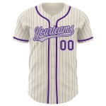 Custom Baseball Gray Authentic Purple Jersey Cream Pinstripe Custom Baseball Gray Authentic Purple Jersey Cream Pinstripe