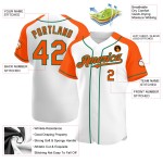 White Raglan Custom Sleeves Authentic Baseball Green Orange-Kelly Jersey White Raglan Custom Sleeves Authentic Baseball Green Orange-Kelly Jersey