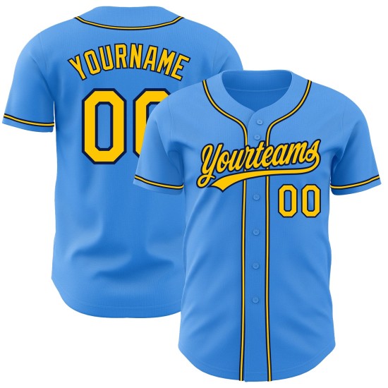 Authentic Baseball Custom Electric Jersey Yellow-Navy Blue Authentic Baseball Custom Electric Jersey Yellow-Navy Blue