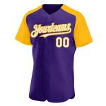 Jersey White-Gold Baseball Authentic Raglan Purple Custom Sleeves Jersey White-Gold Baseball Authentic Raglan Purple Custom Sleeves