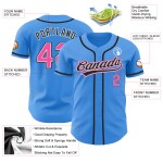 Custom Baseball Pink-Black Jersey Authentic Blue Electric Custom Baseball Pink-Black Jersey Authentic Blue Electric