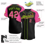 Jersey Raglan Authentic Baseball Pink-Neon Custom Black Green Sleeves Jersey Raglan Authentic Baseball Pink-Neon Custom Black Green Sleeves