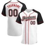 Baseball White Sleeves Black-Red Authentic Jersey Custom Raglan Baseball White Sleeves Black-Red Authentic Jersey Custom Raglan