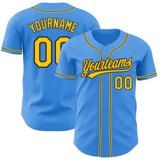 Electric Yellow-Black Baseball Blue Jersey Custom Authentic Electric Yellow-Black Baseball Blue Jersey Custom Authentic
