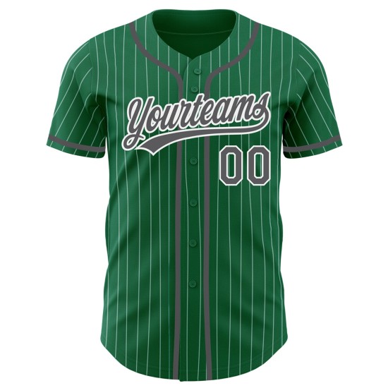 Kelly Custom Authentic Gray Steel White Baseball Jersey Green Pinstripe Kelly Custom Authentic Gray Steel White Baseball Jersey Green Pinstripe