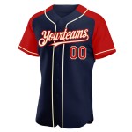 Jersey Red-Cream Authentic Navy Baseball Custom Raglan Sleeves Jersey Red-Cream Authentic Navy Baseball Custom Raglan Sleeves
